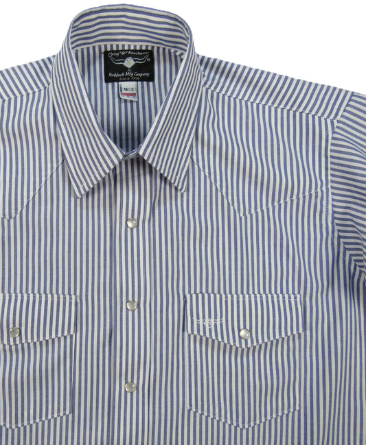 Flying R Ranchwear - Regency Stripe - Blue/White - Short Sleeve - Classic Fit