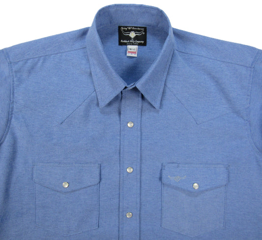 Flying R Ranchwear - Western Classic Solids - Ocean Blue Oxford - Short Sleeve - Classic Fit