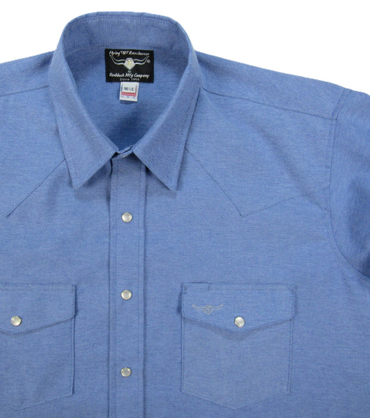 Flying R Ranchwear - Western Classic Solids - Ocean Blue Oxford - Short Sleeve - Classic Fit