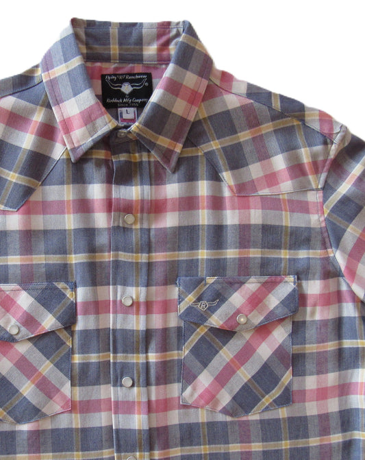 Flying R Ranchwear - Primo Plaids - Denim Blue - Short Sleeve - NEW FIT