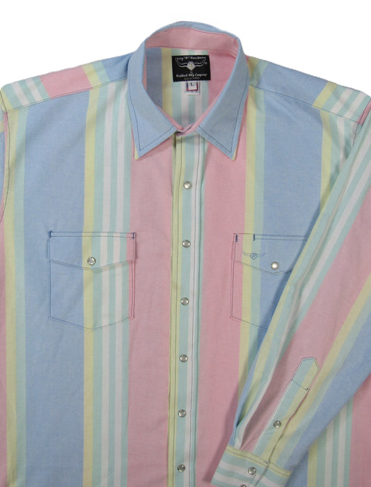 Flying R Ranchwear - Retro Awning Stripe - Long Sleeve - Snaps - Oversized Fit