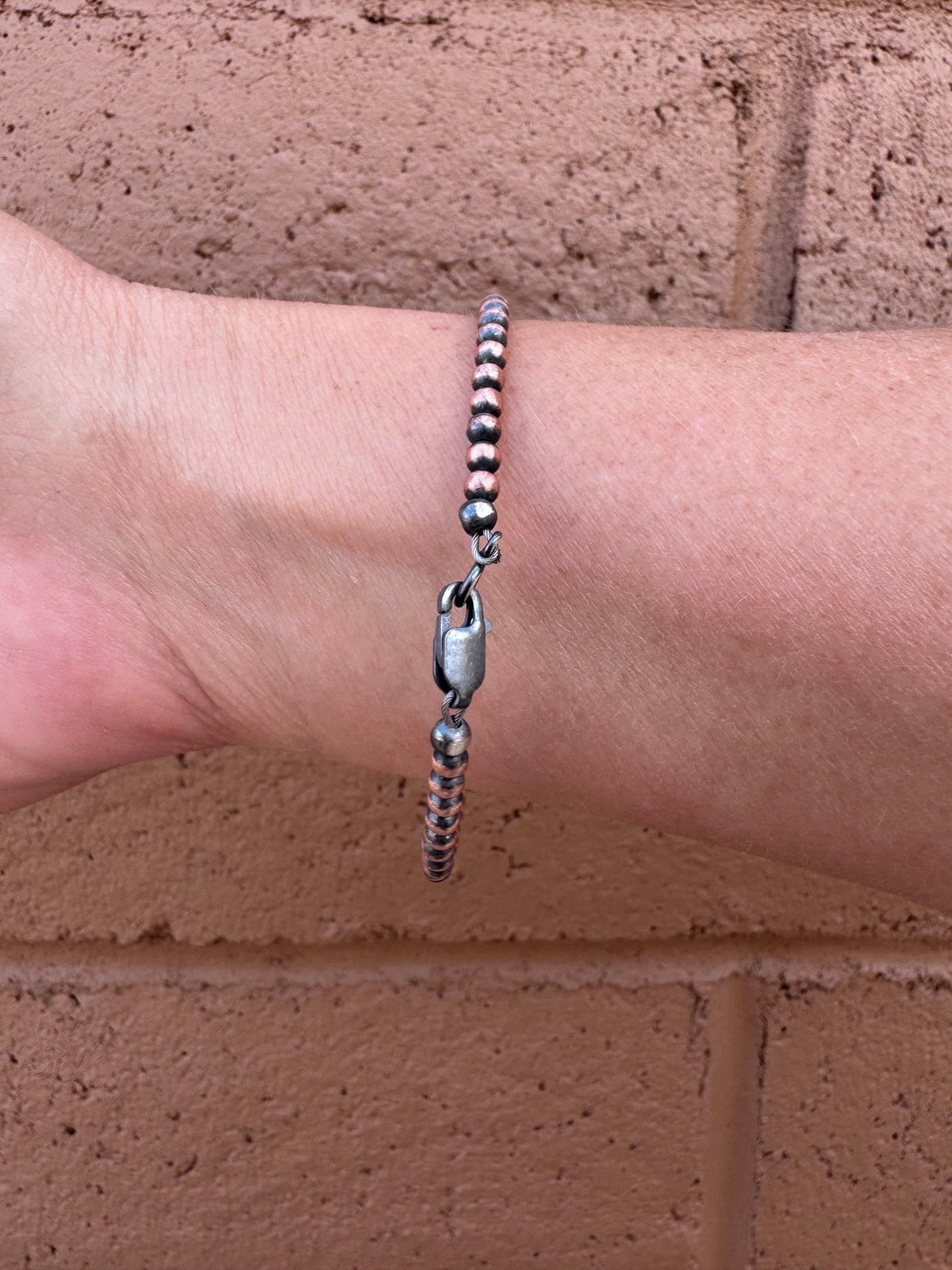 Handcrafted Copper 3mm Beaded Bracelet 7.5"