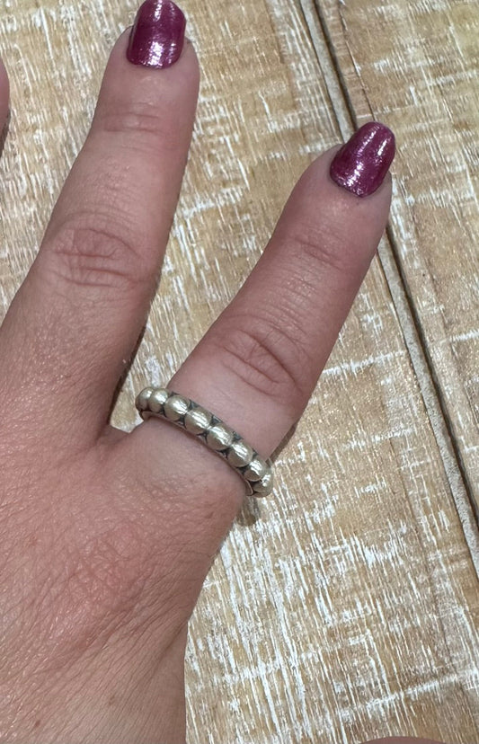 Beautiful Handmade 4mm  Brushed Sterling Silver Adjustable Ring