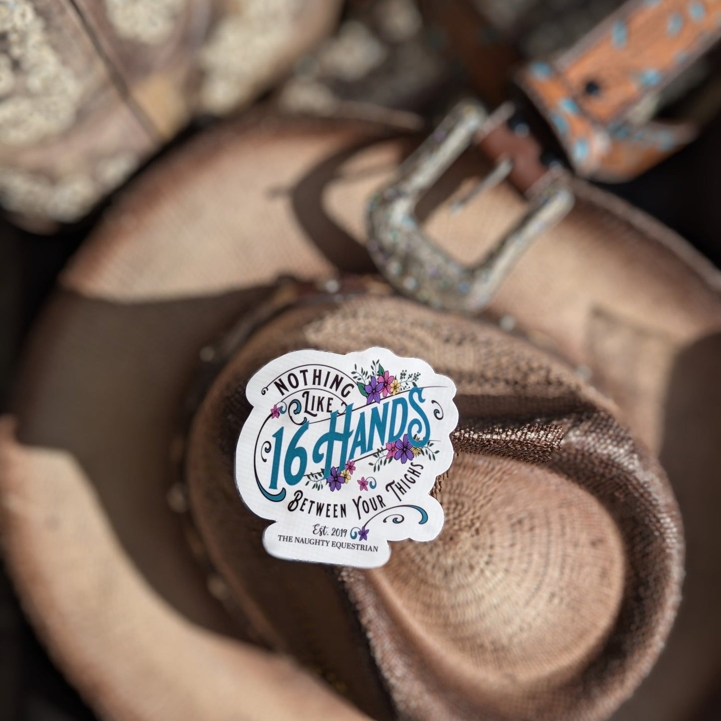 Happiness Is 16 Hands Sticker, Western Vinyl Decal