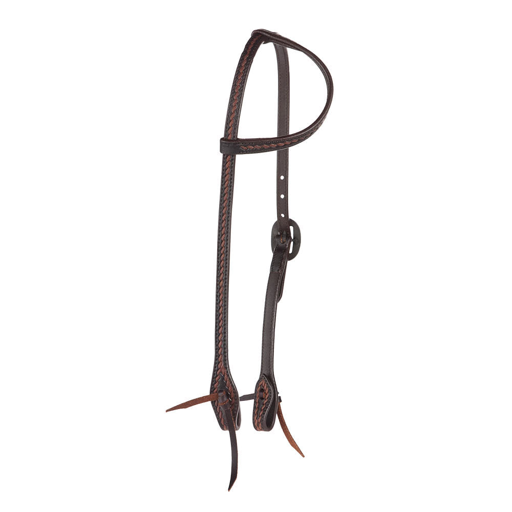 Heavy Oiled Rope Tooling Oval Silver Bar Buckle Single Ear Headstall