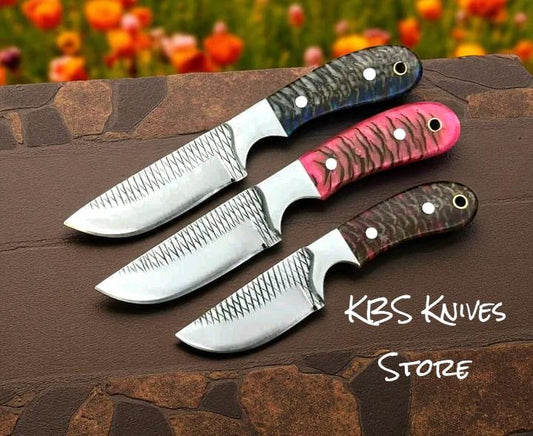 CUSTOM COWBOY BELT BUCKLE KNIFE SET – 3 PIECE RASP STEEL HOMESTEADER COLLECTION WITH WESTERN SHEATHS