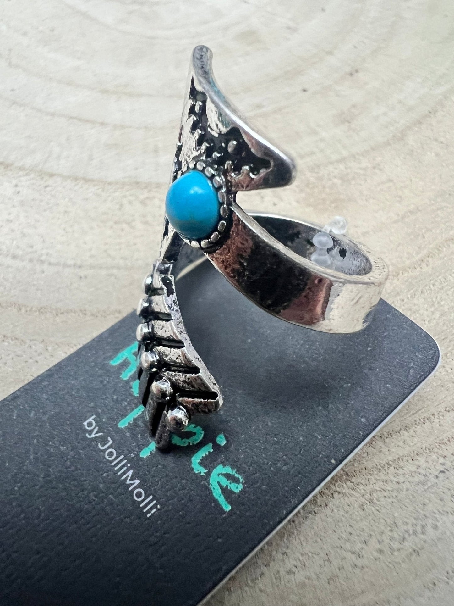 Arrow Head Cuff Ring with Faux Turquoise Stone