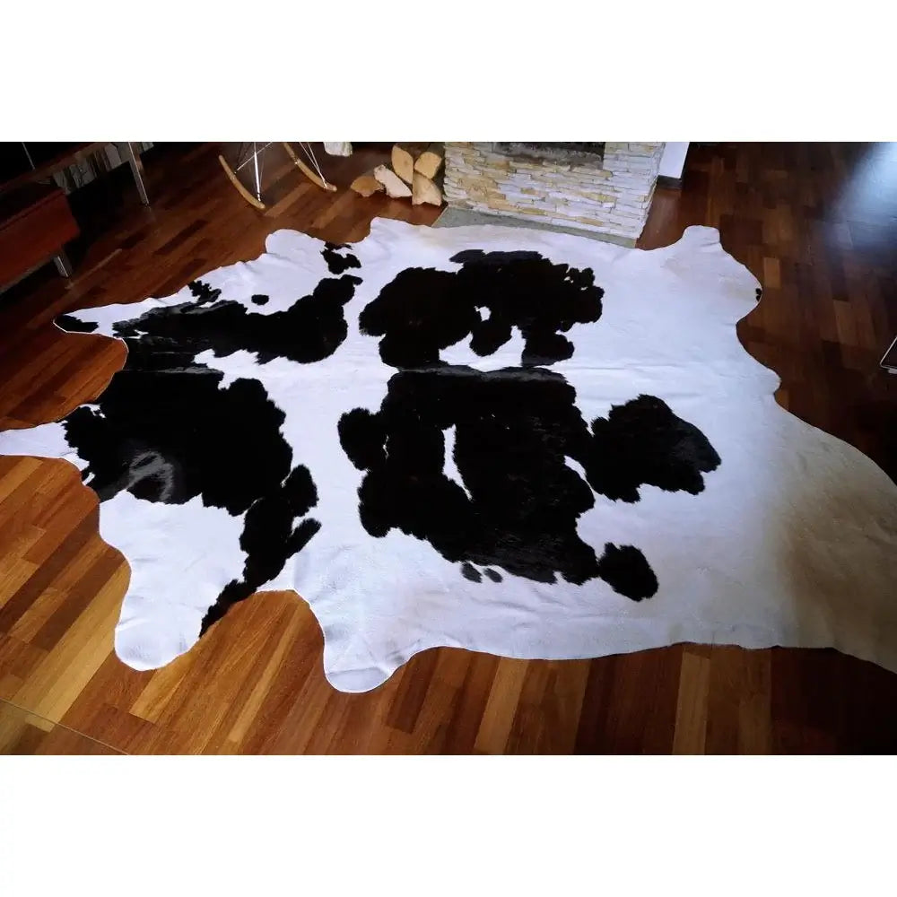 Black and White Brazilian Cowhide Rug: LARGE