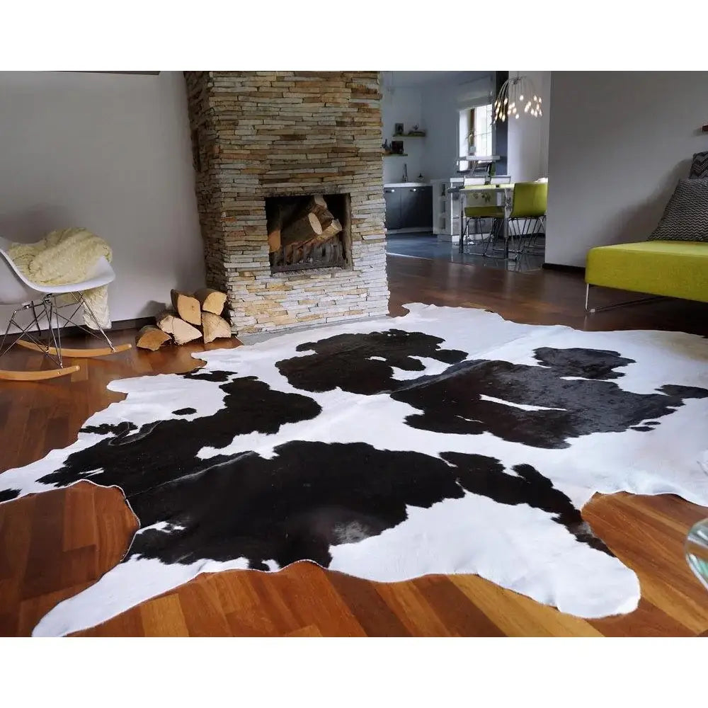 Black and White Brazilian Cowhide Rug: LARGE