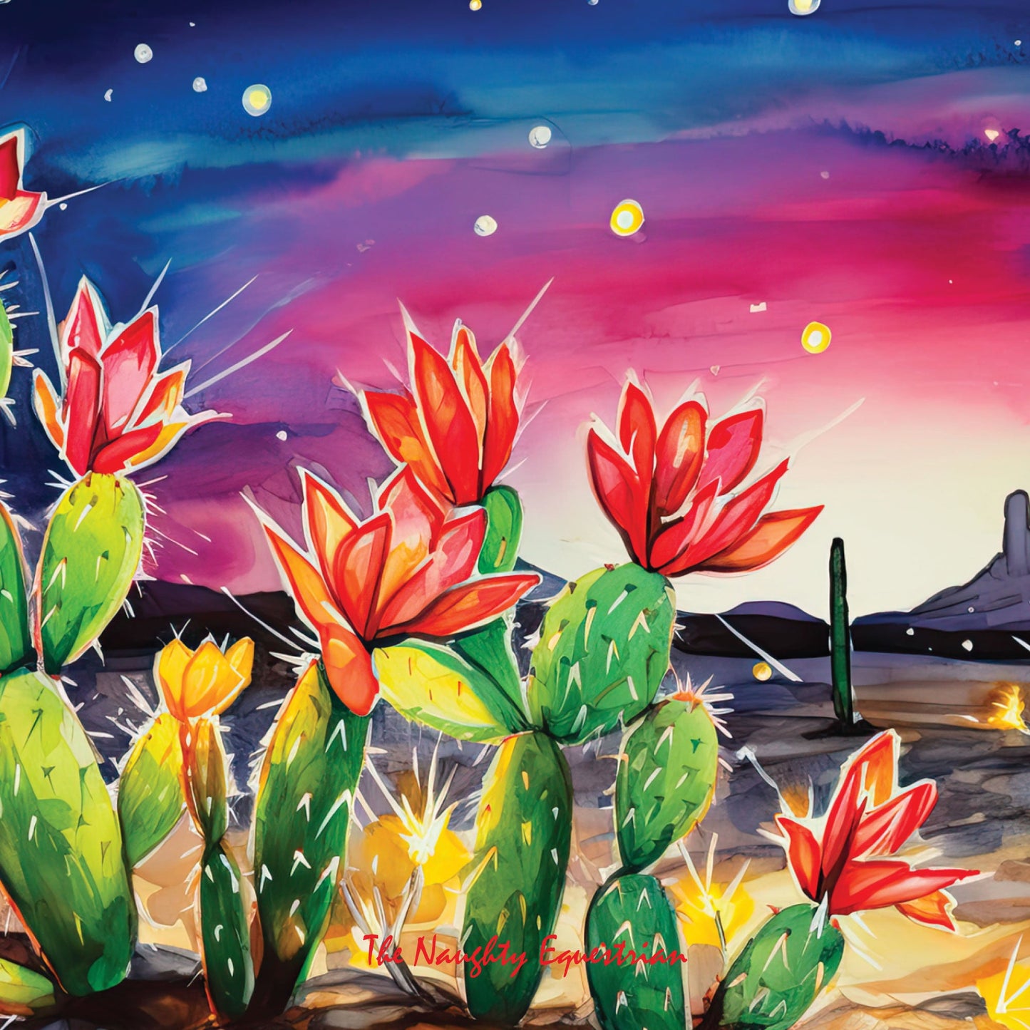 Nocturnal Blooms: Desert at Night Coaster Set