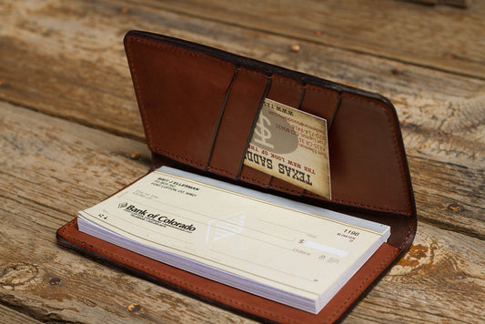 Saddle Tan Checkbook Cover Spider Tooling