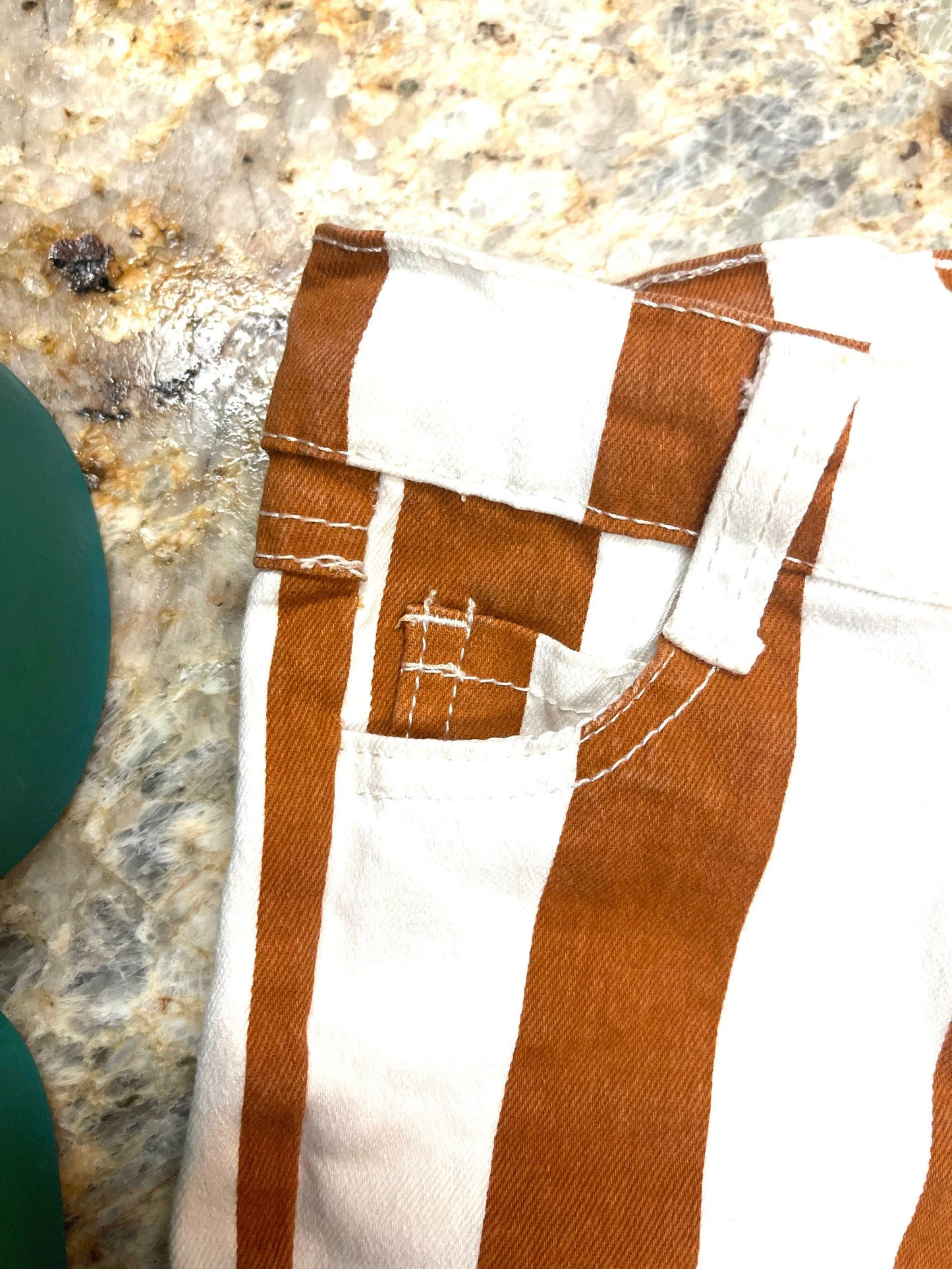 Girls' Striped Bell Bottom Jeans: Stretchy Frayed Denim