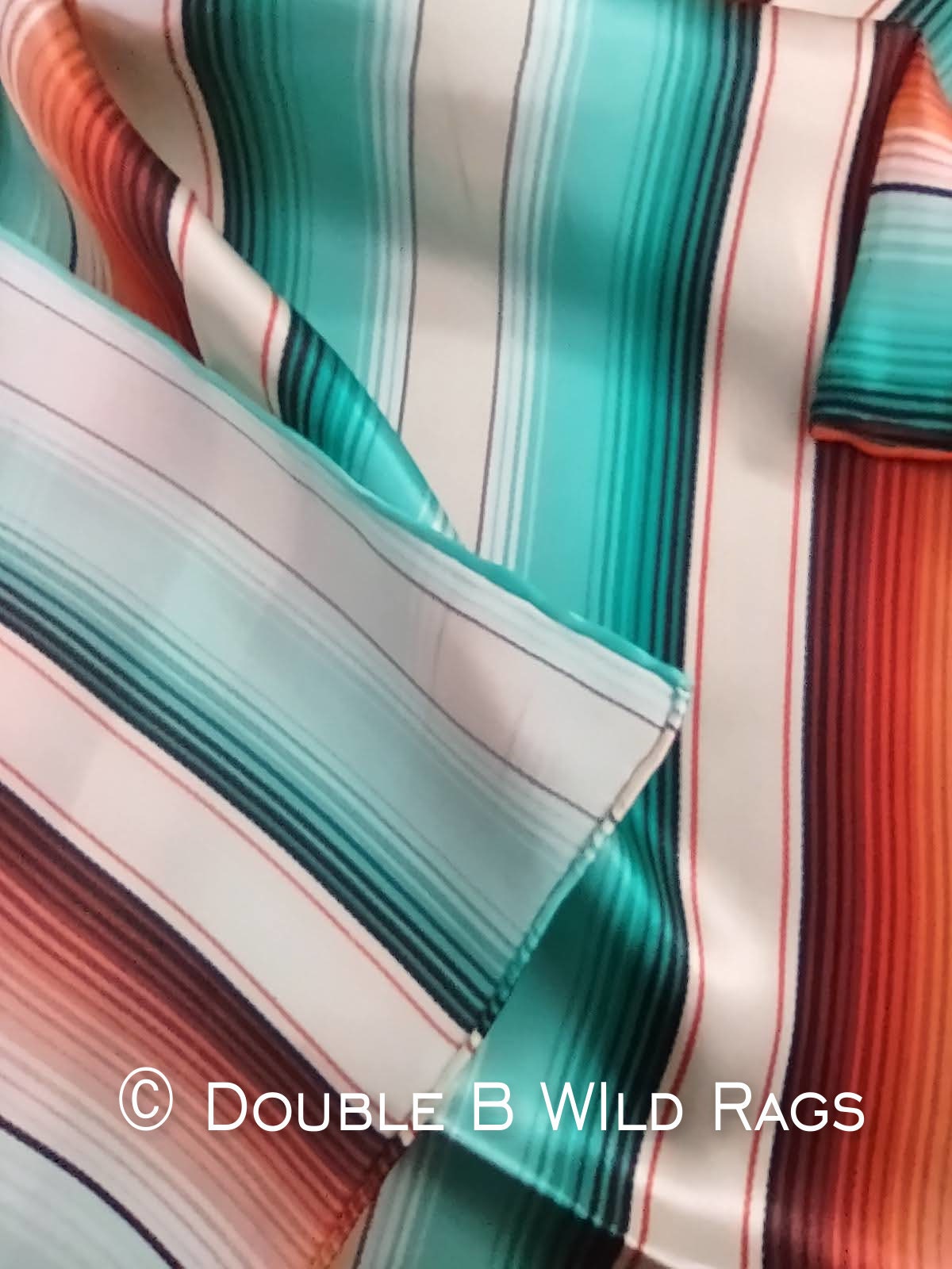 Wild Rag 100% SILK 806 Serape Coral Orange and Turquoise Cowboy Western Neck Scarf Bandanna by Double B Wild Rags