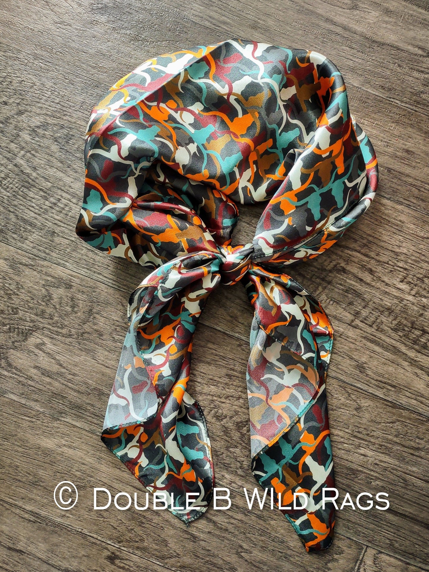 Wild Rag 100% SILK Southwest Longhorn Cattle Camo Cowboy Western Neck Scarf Bandanna by Double B Wild Rags