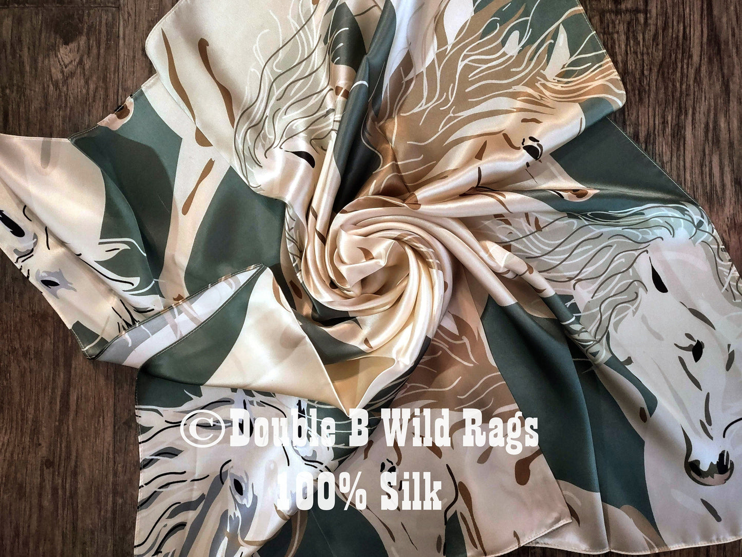 Wild Rag 100% Silk Large Horse Print Cowboy Western Neck Scarf Bandanna by Double B Wild Rags