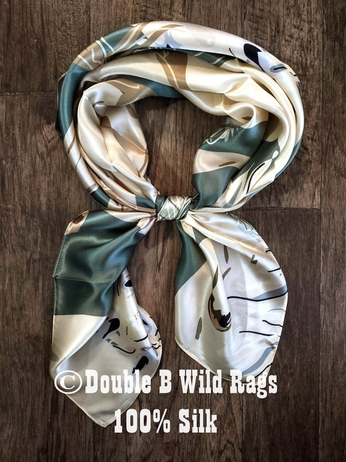 Wild Rag 100% Silk Large Horse Print Cowboy Western Neck Scarf Bandanna by Double B Wild Rags