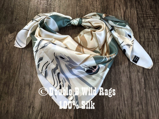 Wild Rag 100% Silk Large Horse Print Cowboy Western Neck Scarf Bandanna by Double B Wild Rags