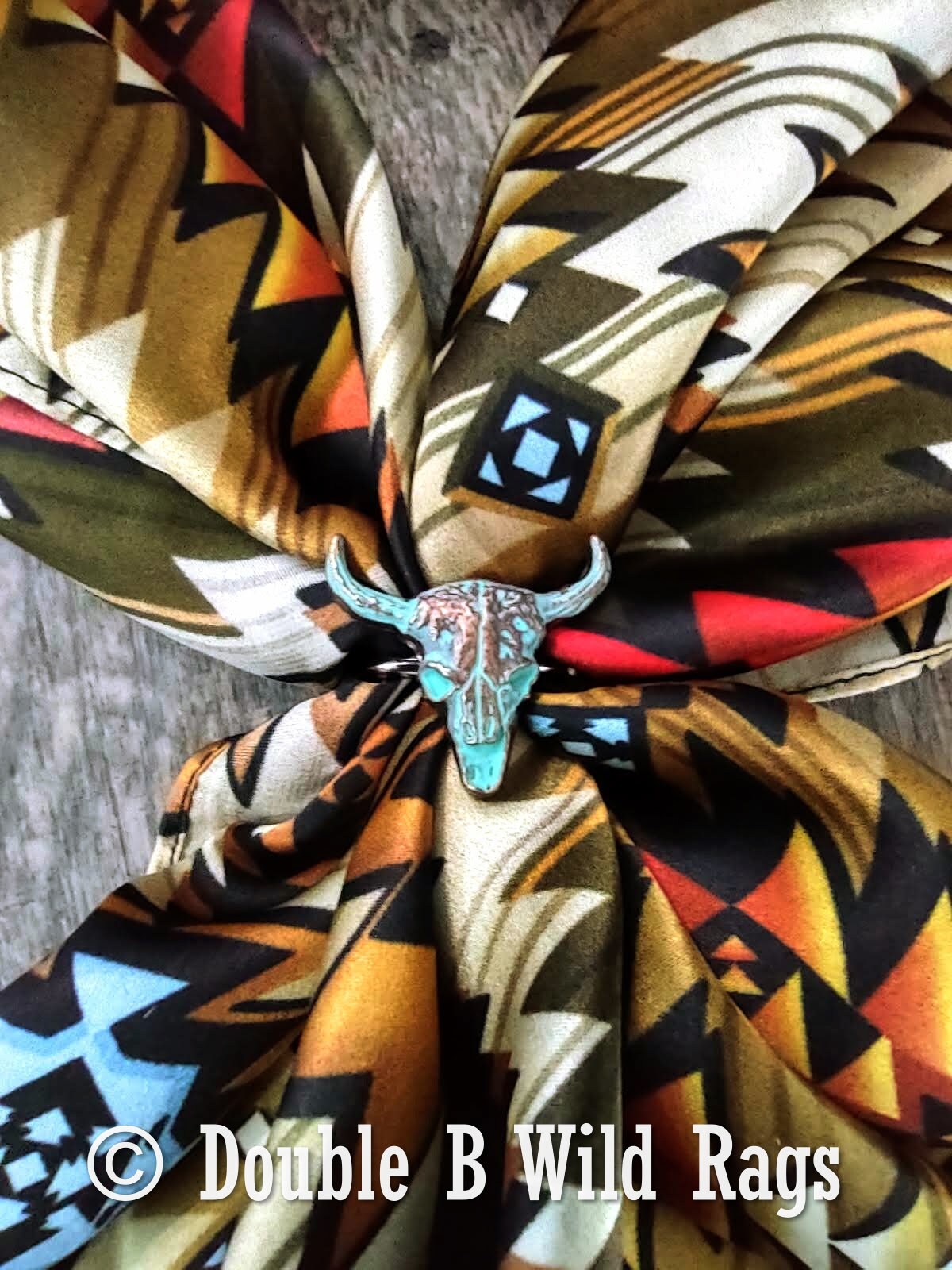 Wild Rag 100% Silk Brown and Orange Aztec Cowboy Western Neck Scarf Bandanna by Double B Wild Rags