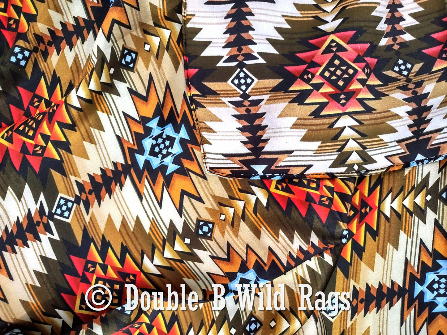 Wild Rag 100% Silk Brown and Orange Aztec Cowboy Western Neck Scarf Bandanna by Double B Wild Rags