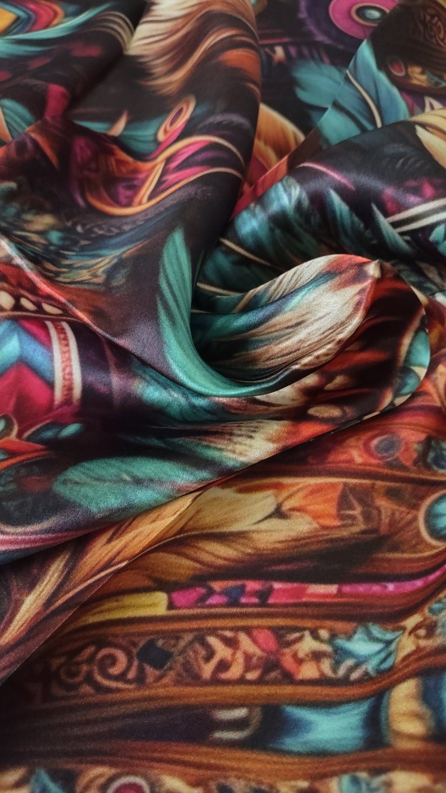 Wild Rag 100% SILK Pink and Purple Feather Western Neck Scarf Bandanna by Double B Wild Rags