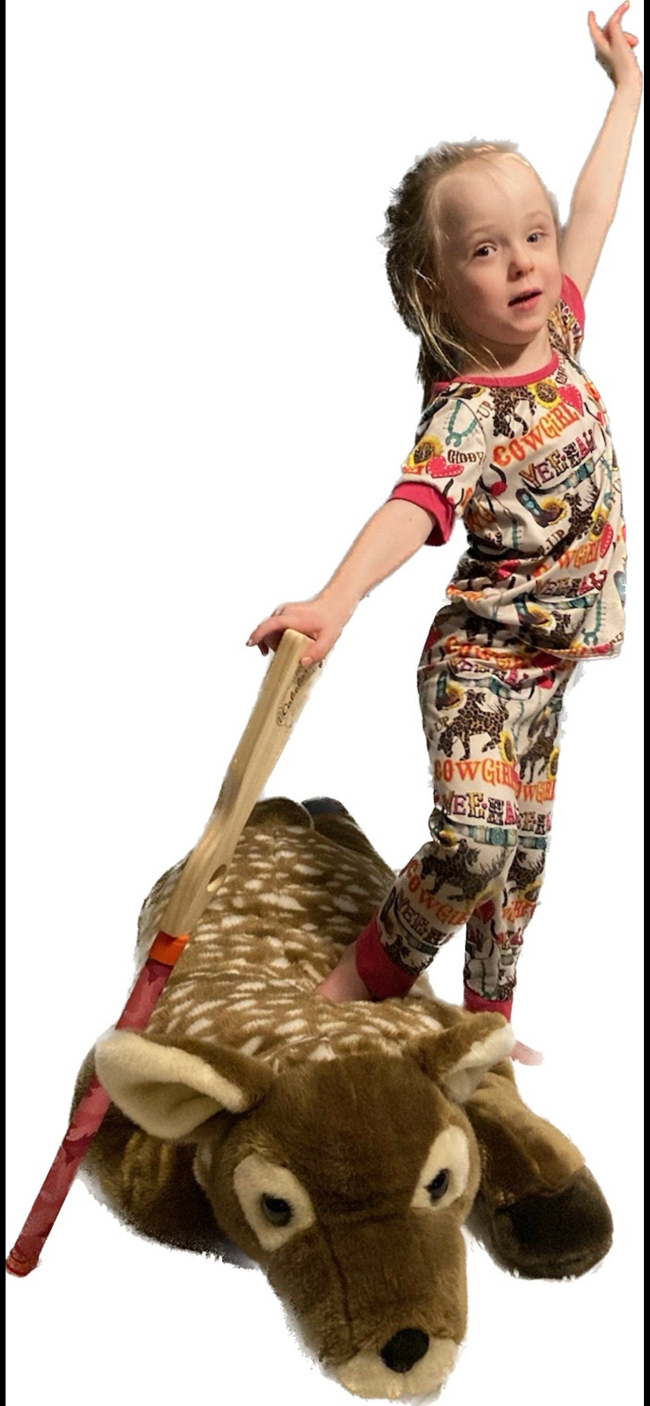 Cowgirl Pajamas / GIDDY UP Yeehaw Pajamas, Pink Hearts and Cowgirls