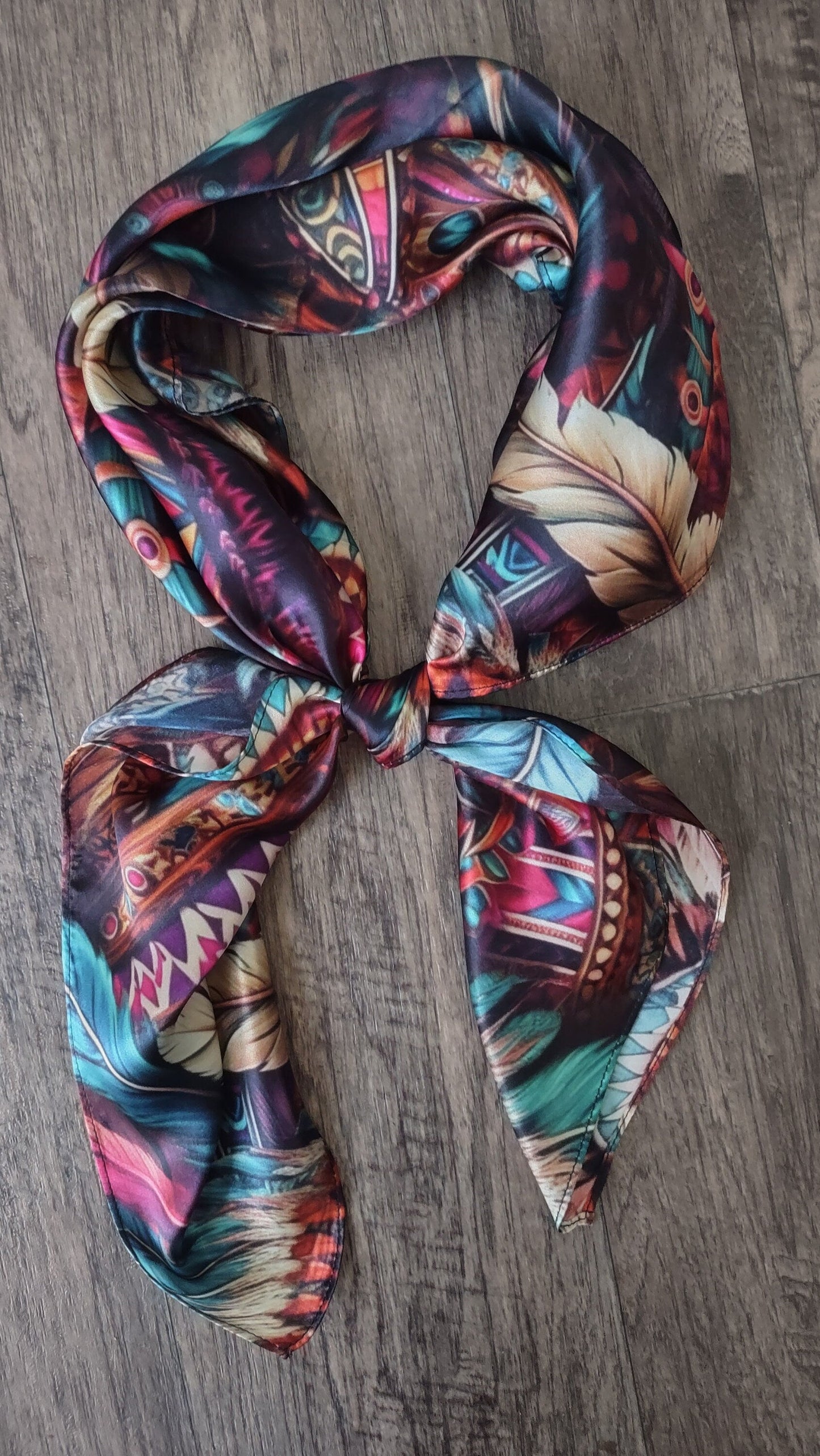 Wild Rag 100% SILK Pink and Purple Feather Western Neck Scarf Bandanna by Double B Wild Rags