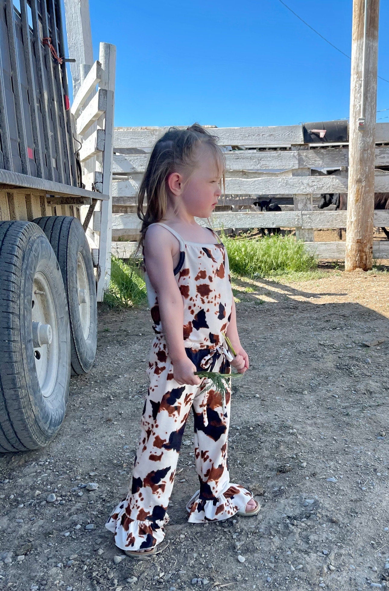 Cow Print Romper: Girls' Western Cowgirl Jumpsuit