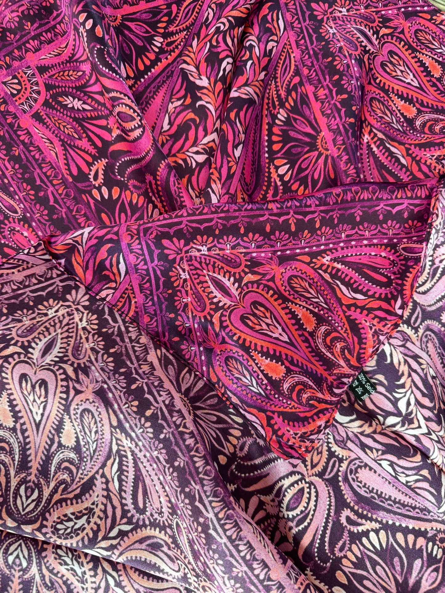 100% Silk Wild Rag Dark Pink Quilted Paisley by Double B Wild Rags