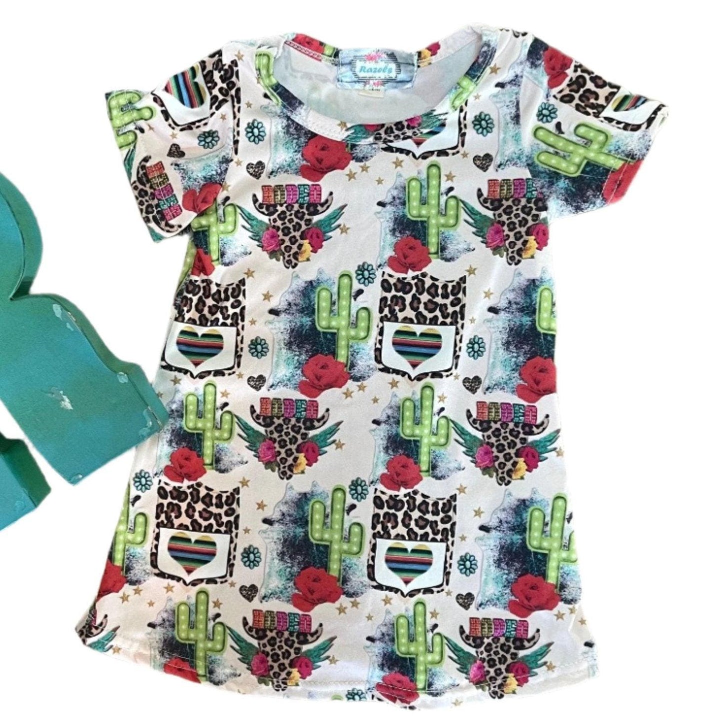 Rodeo T-Shirt Dress: Cheetah Skull Cactus Cowgirl Outfit