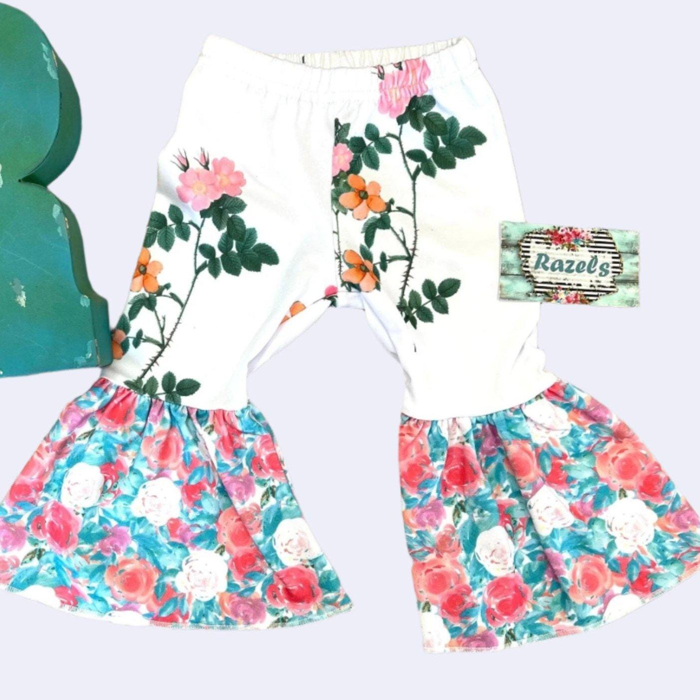 Girls' Floral Bell Bottoms: Wildflower Summer Pants