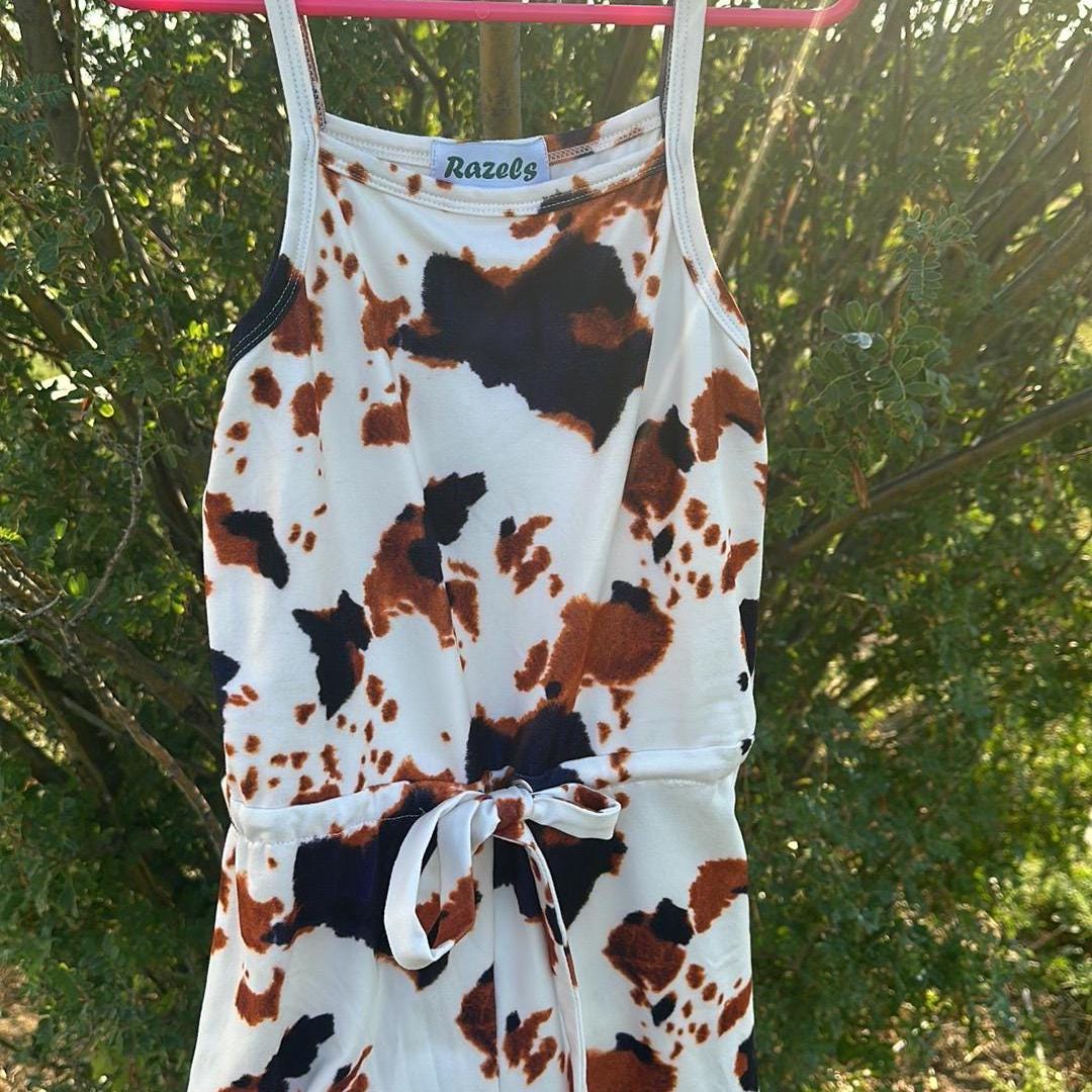 Cow Print Romper: Girls' Western Cowgirl Jumpsuit