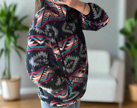 Aztec Fleece Zip-Up Jacket: Western Boho Outerwear