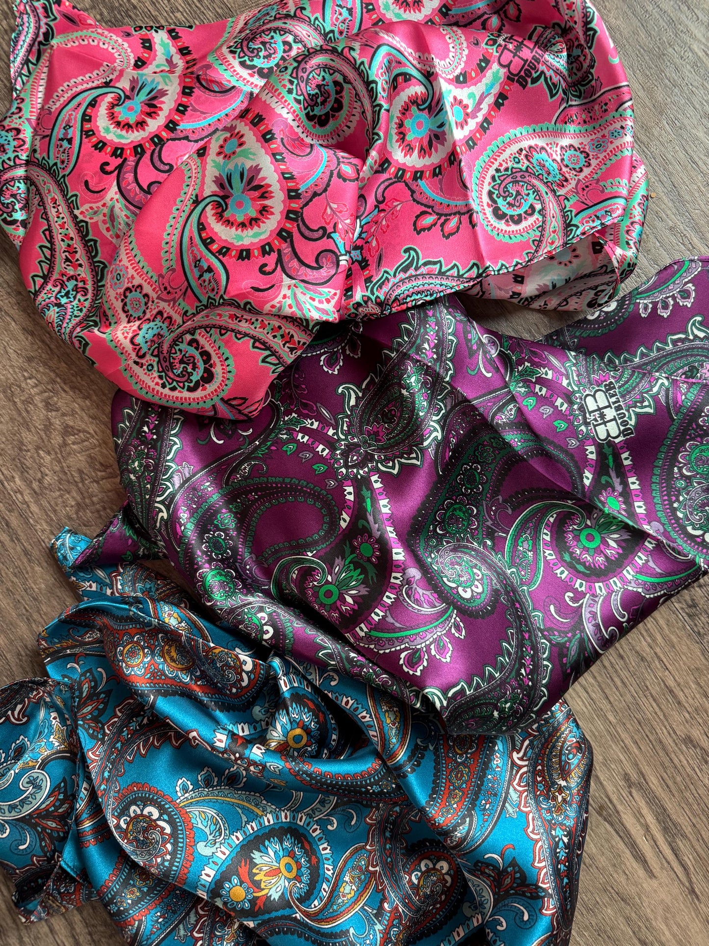 100% Silk Wild Rag Classic Paisley Red Brown Pink Black Purple Blue by Double B Wild Rags