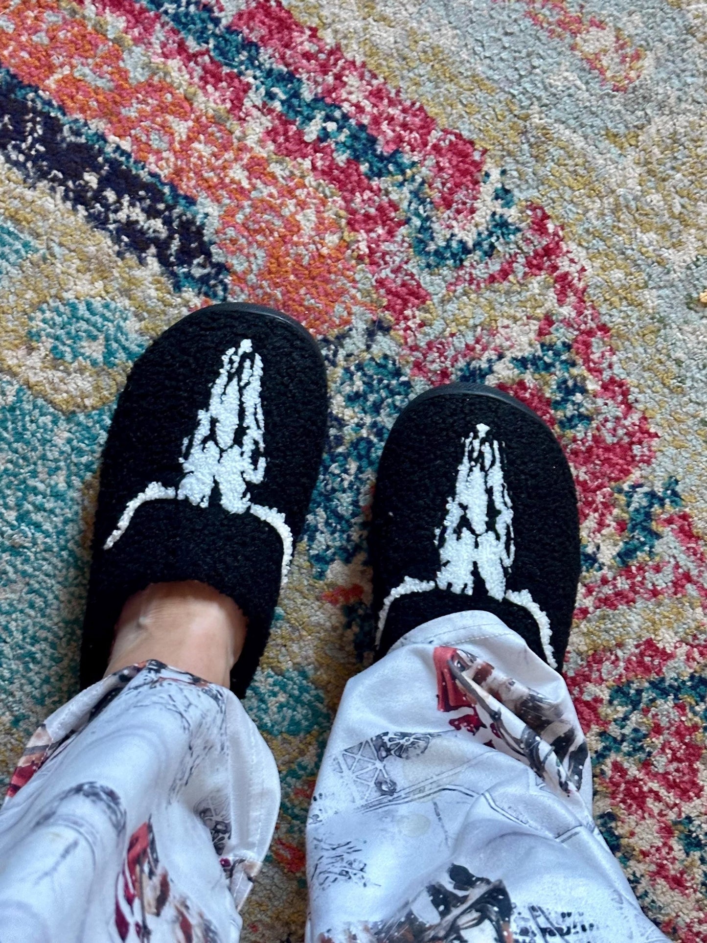 Longhorn Skull Slippers, Western Fall Halloween Shoes