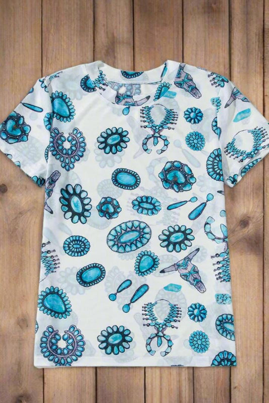 Western Mesh Shirt, Sheer Print Cowgirl Tee with Cow Skulls