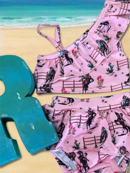 RETRO COWGIRL Swimsuit, PINK Cowgirl Swimsuit