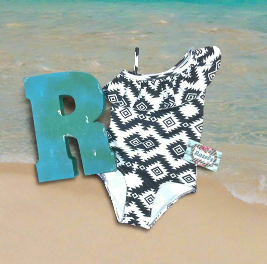 Matching Kids Swimsuits, Western Black and White Swimsuits