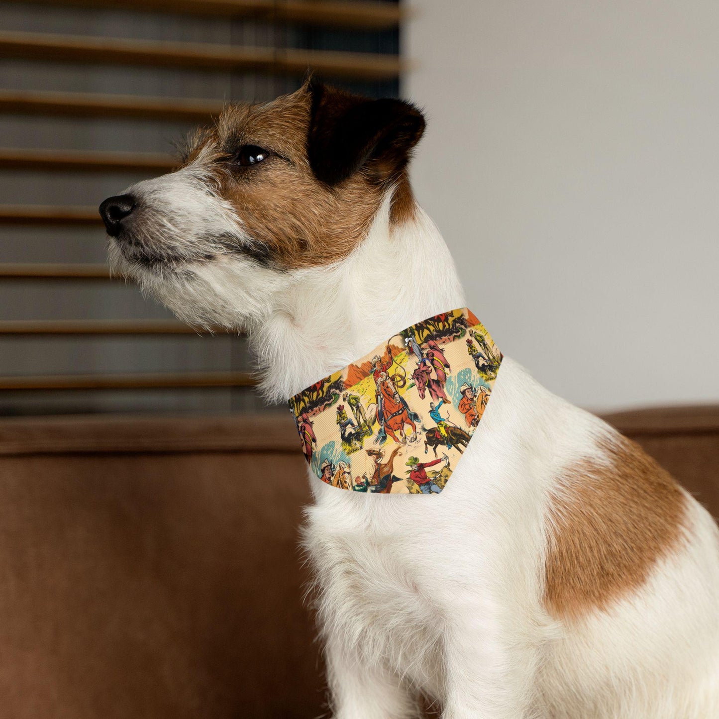 Vintage Cowboy Print Dog Bandana: Western Pet Scarf