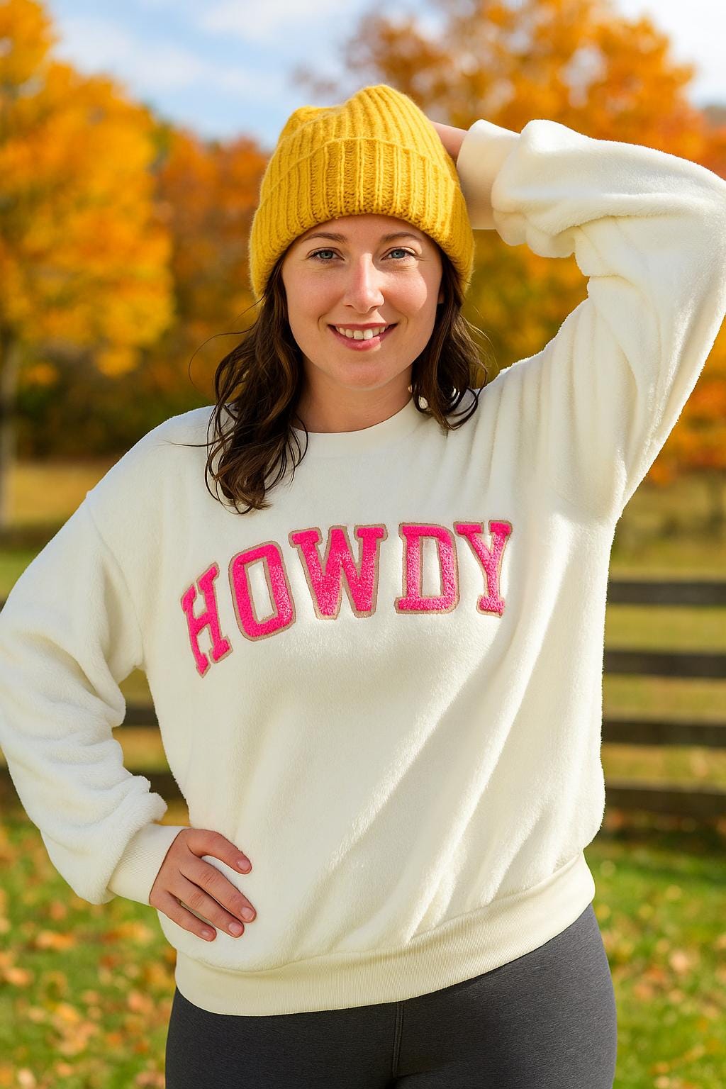 Pink Howdy Sherpa Sweatshirt: Western Cowgirl Style