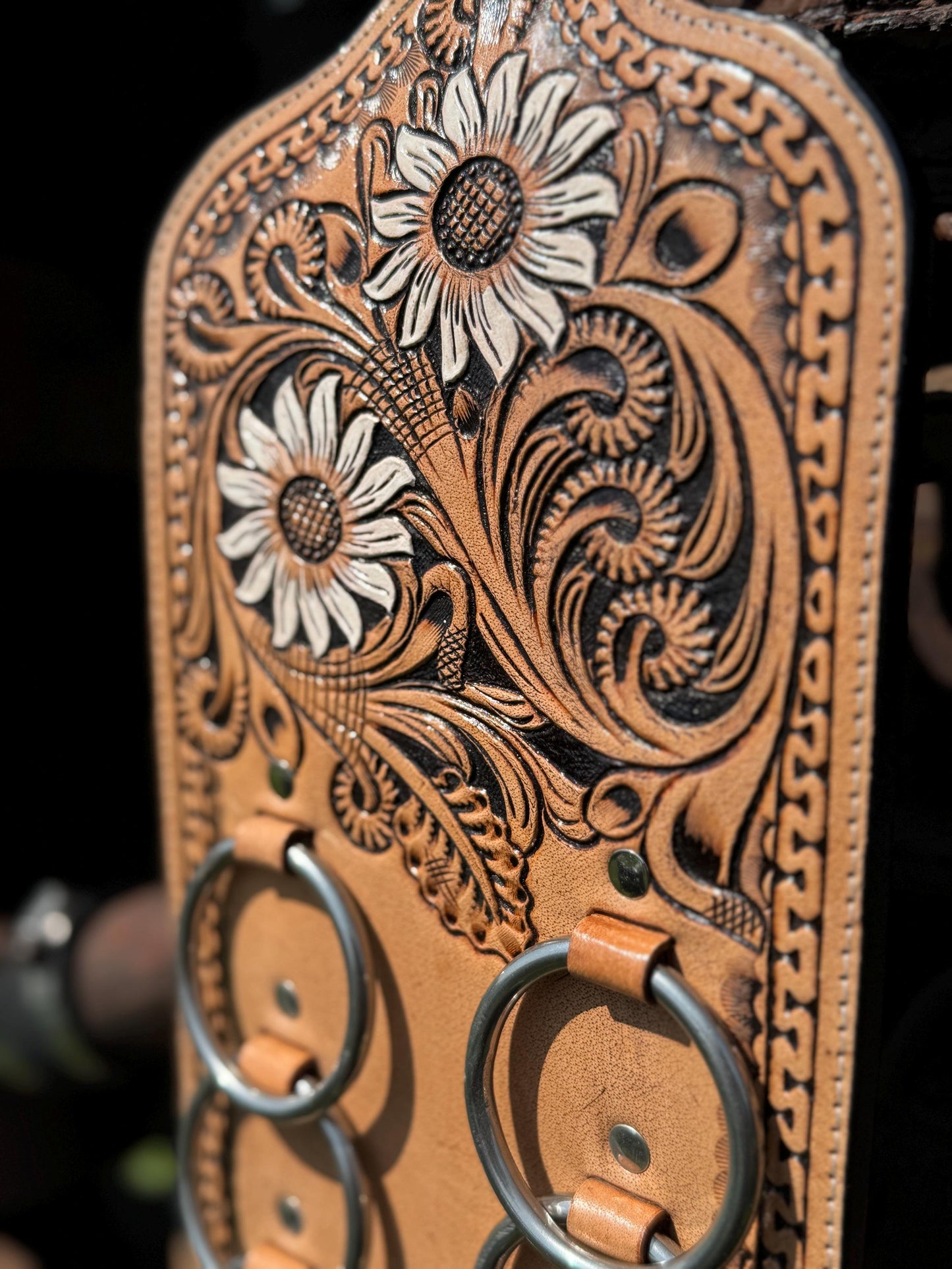 Genuine Western Tooled Leather Wild Rag Scarf Display Holder Keeper a Double B Wild Rags Exclusive