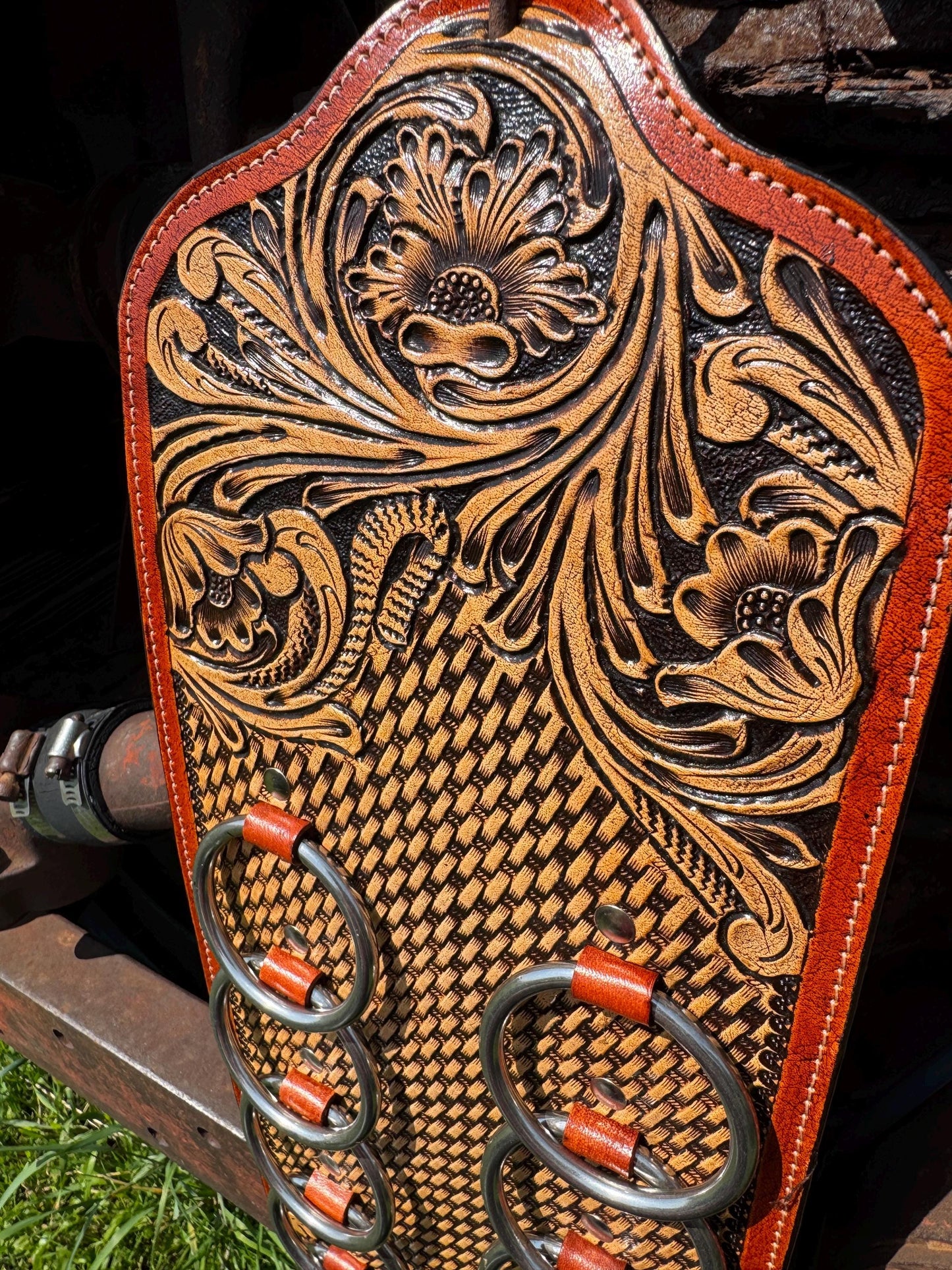 Genuine Western Tooled Leather Wild Rag Scarf Display Holder Keeper a Double B Wild Rags Exclusive