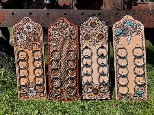 Genuine Western Tooled Leather Wild Rag Scarf Display Holder Keeper a Double B Wild Rags Exclusive