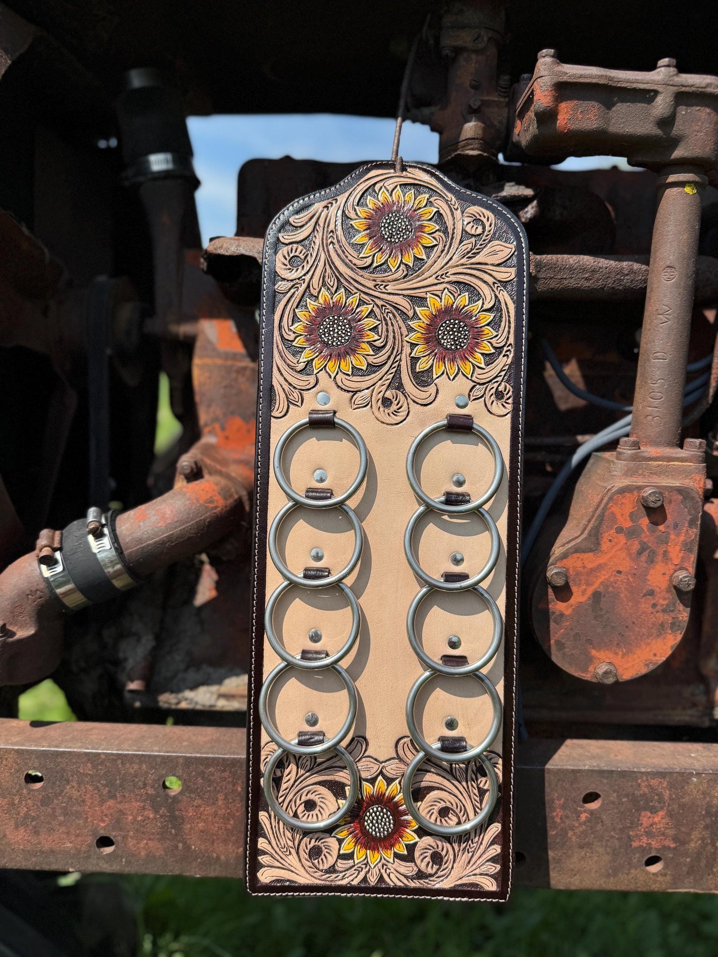 Genuine Western Tooled Leather Wild Rag Scarf Display Holder Keeper a Double B Wild Rags Exclusive