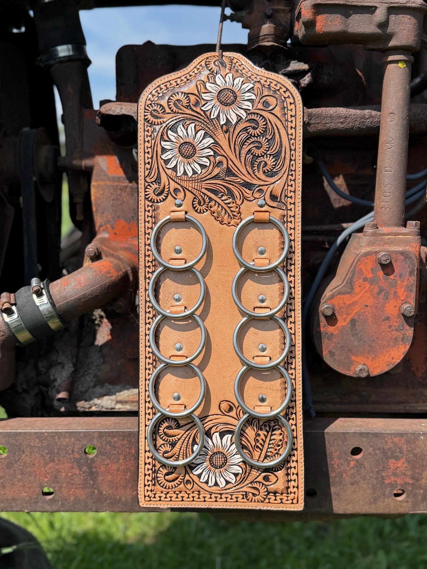 Genuine Western Tooled Leather Wild Rag Scarf Display Holder Keeper a Double B Wild Rags Exclusive