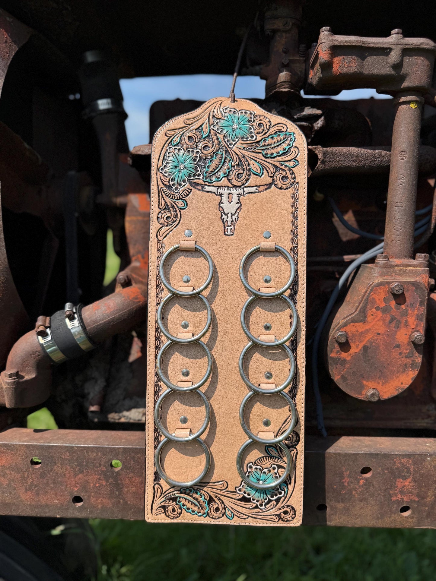 Genuine Western Tooled Leather Wild Rag Scarf Display Holder Keeper a Double B Wild Rags Exclusive