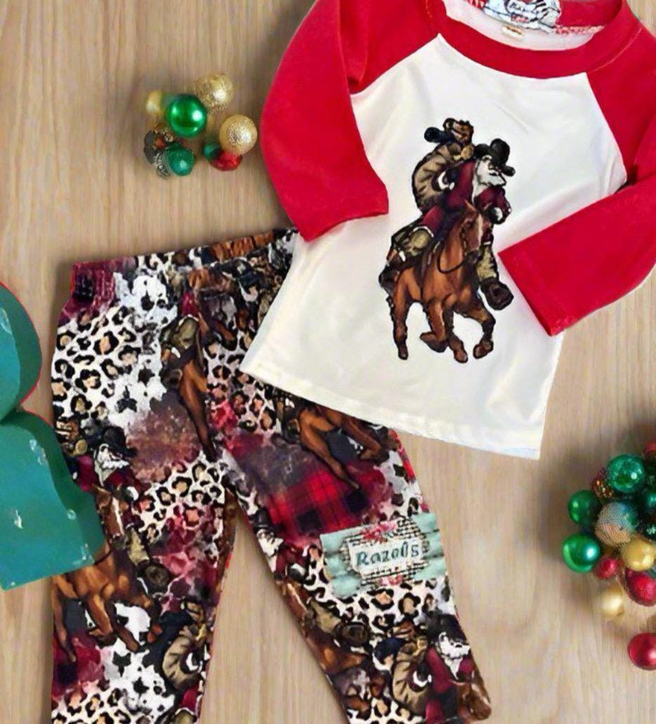 Cowboy Christmas Pajamas – Cowboy Santa Matching Family PJs | Western Holiday Sleepwear | Razels