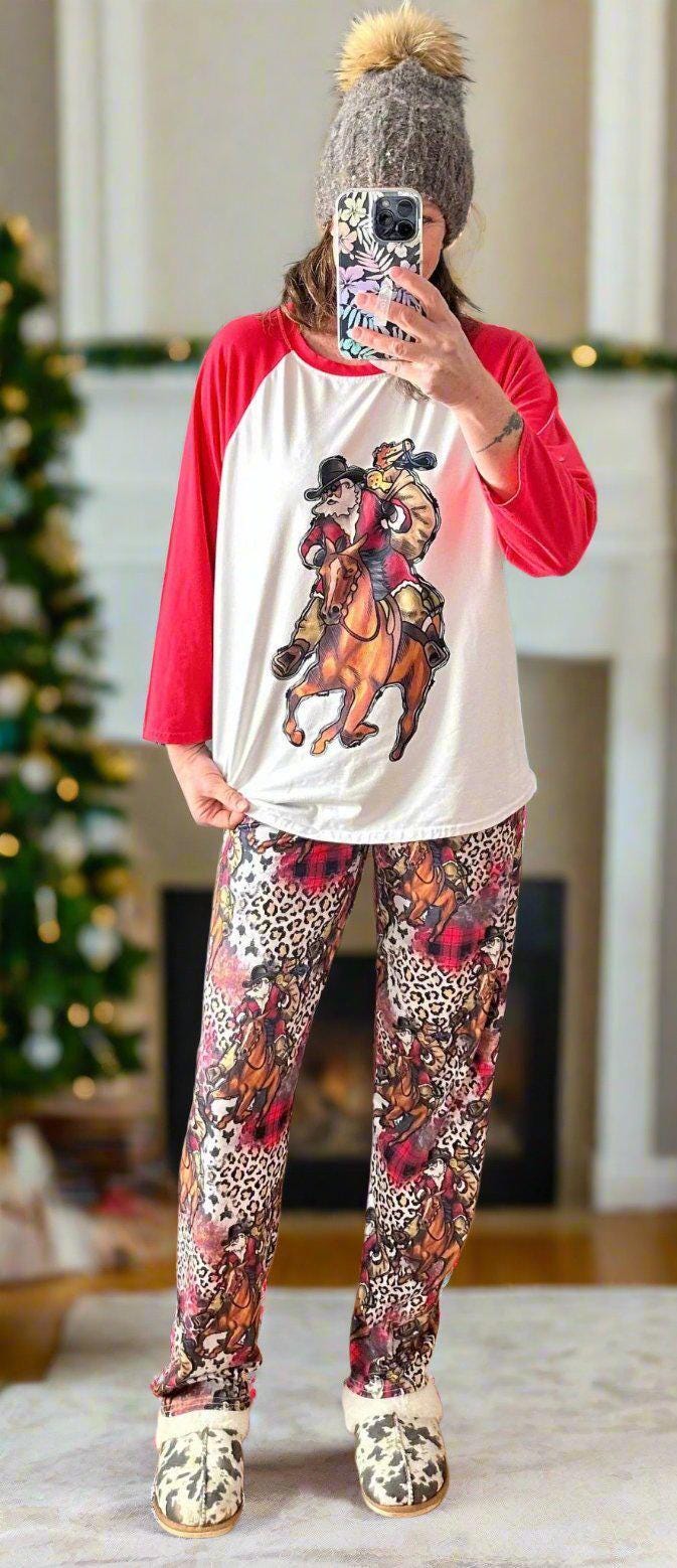 Cowboy Christmas Pajamas – Cowboy Santa Matching Family PJs | Western Holiday Sleepwear | Razels
