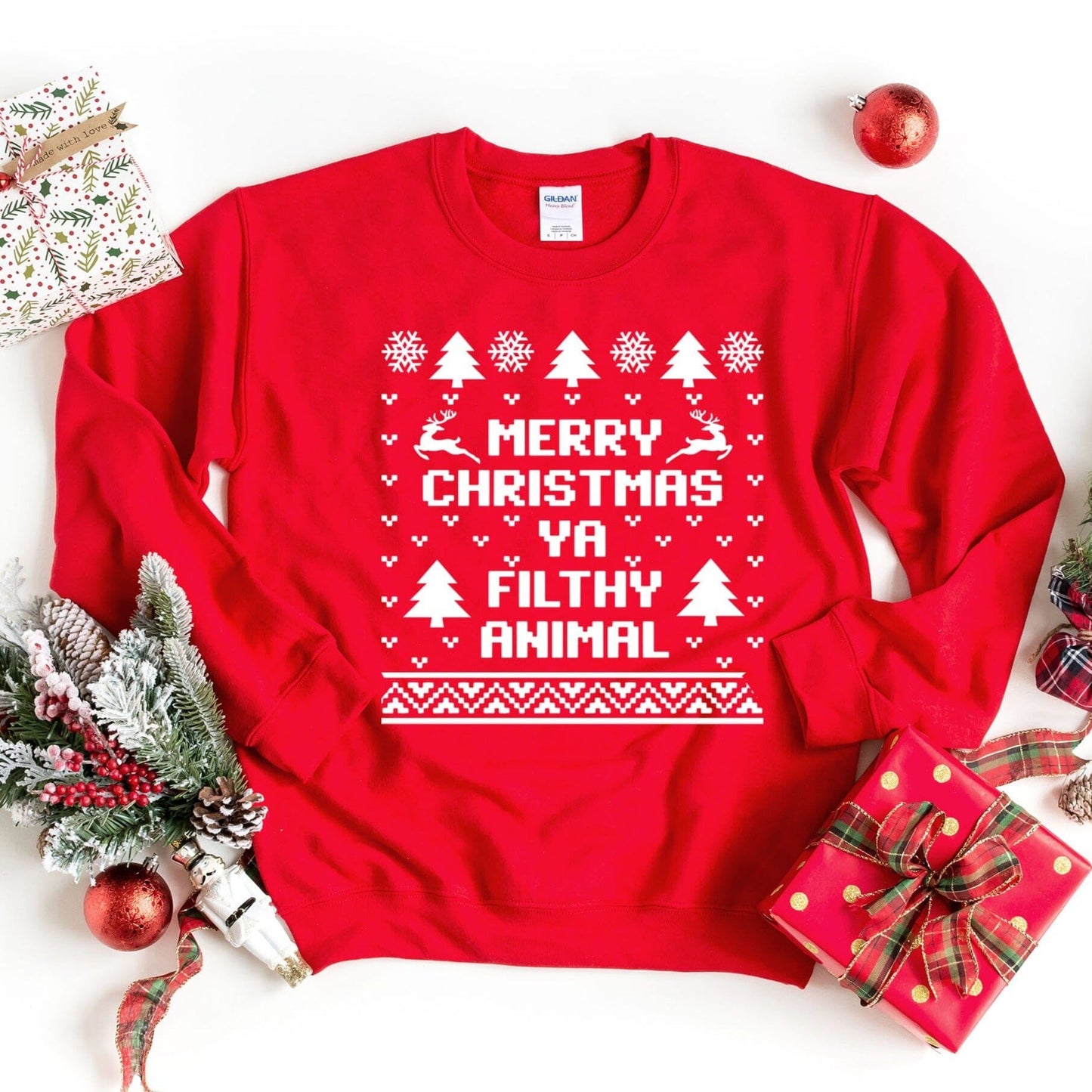 Merry Christmas Ya Filthy Animal Sweatshirt
