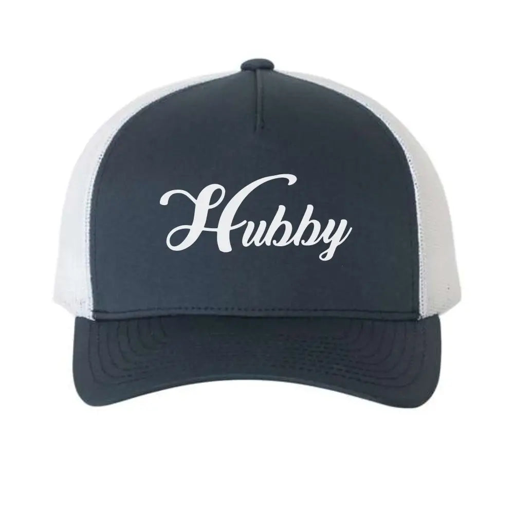 Embroidered Hubby Trucker Hat – Classic Mesh Cap for Wedding or Anniversary