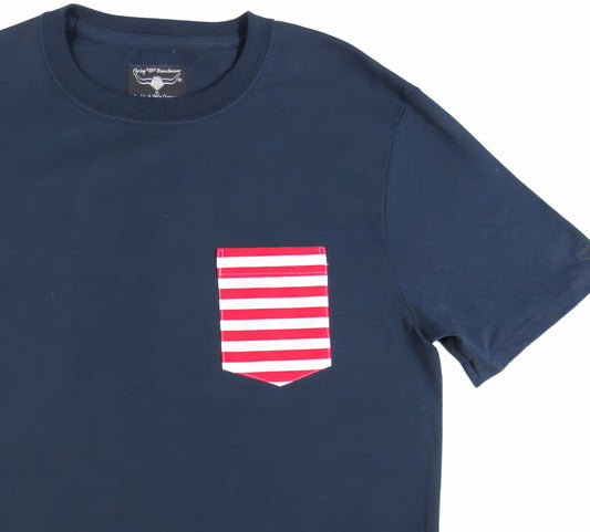 Flying R Ranchwear - Stripe Print - Pocket T-shirt - Made in USA